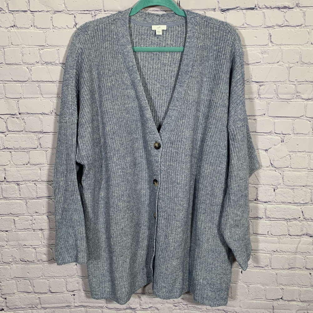 J.Jill Womens V-Neck Cardigan Blue Size 4X Casual Business Lagenlook